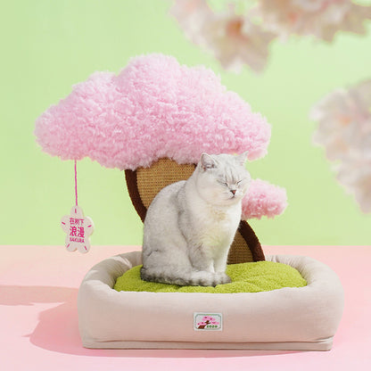 桜咲く猫ベッド