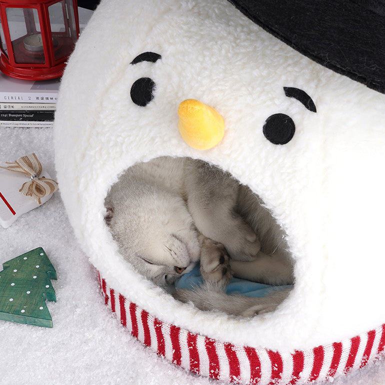 Christmas Snowman Cat House