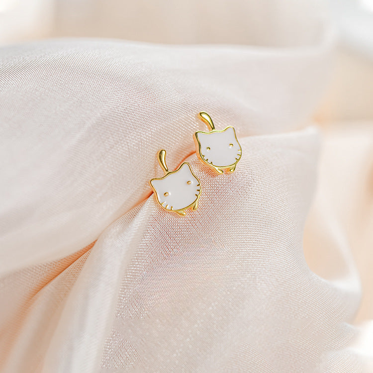 Kitten Studs Earrings Silver 925