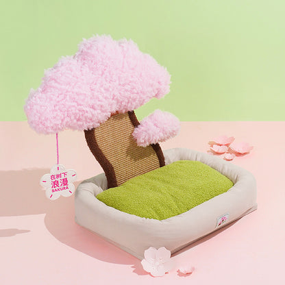 桜咲く猫ベッド