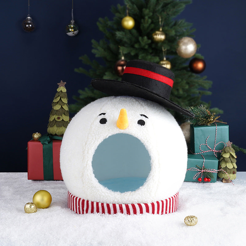 Christmas Snowman Cat House