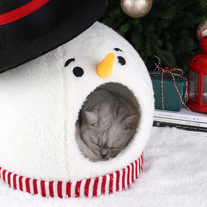  クリスマス雪だるま猫ハウス