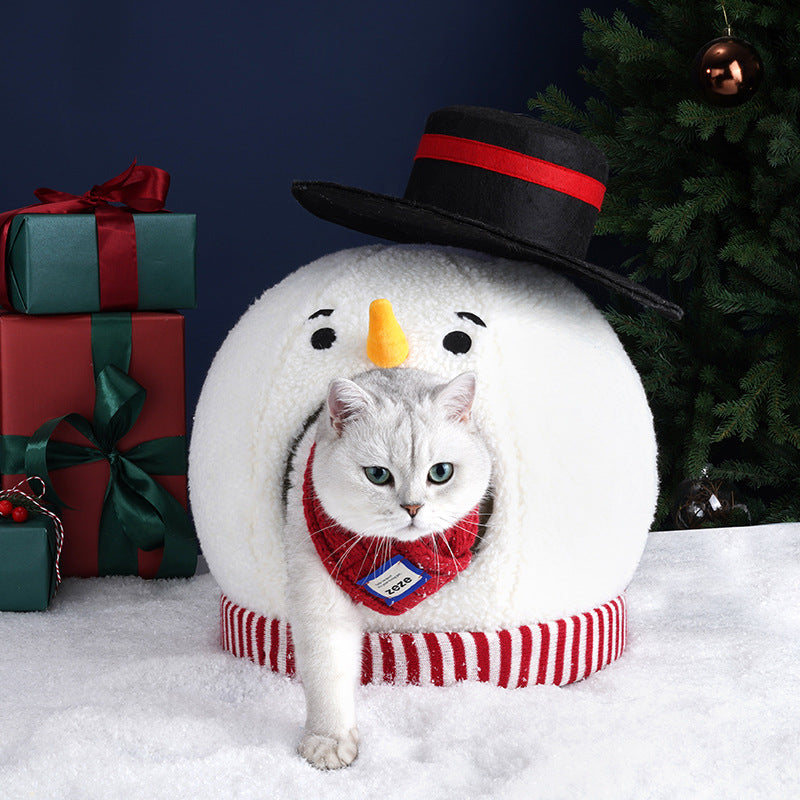  クリスマス雪だるま猫ハウス