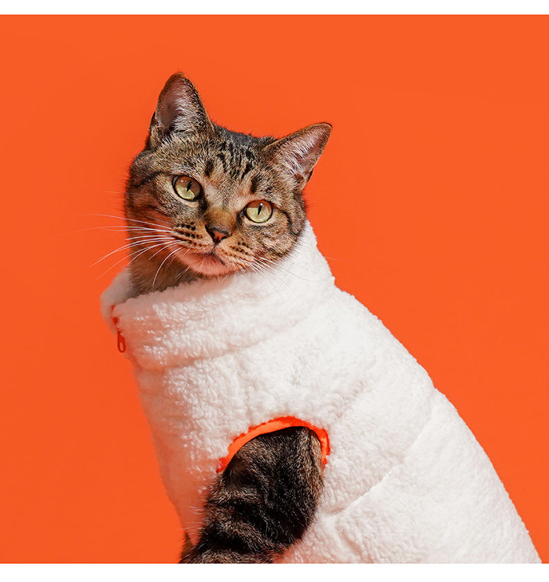 冬暖かいジッパーフリース猫服