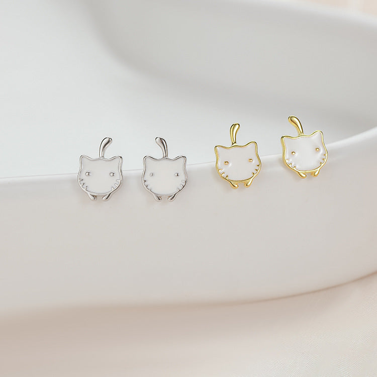 Kitten Studs Earrings Silver 925