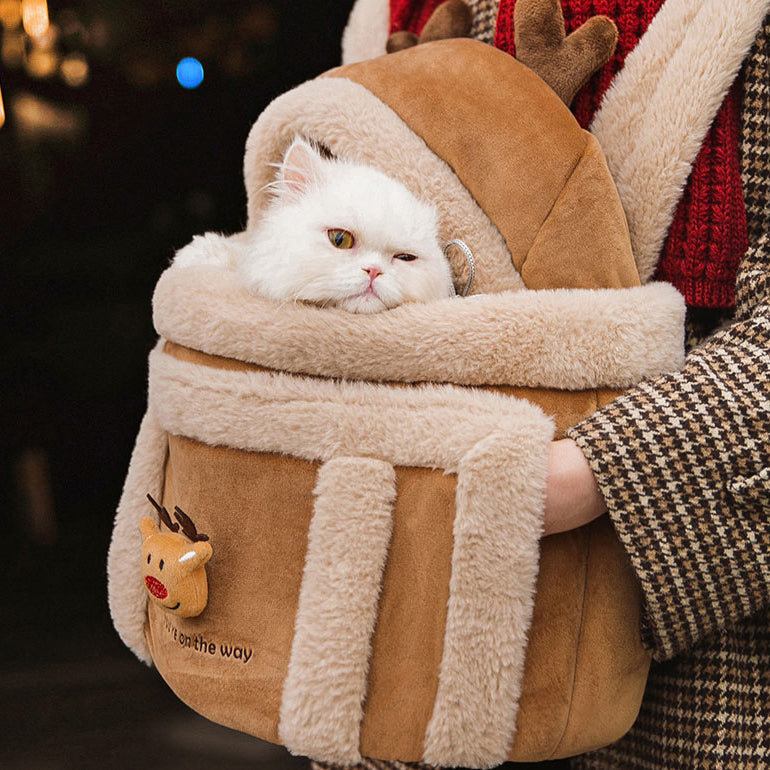 暖かいかわいいエルク猫キャリーバッグ