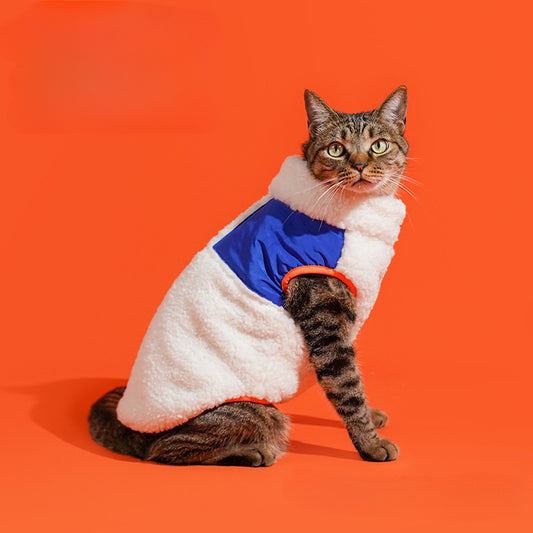 冬暖かいジッパーフリース猫服