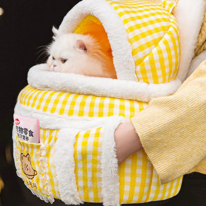 暖かいかわいいクマ猫キャリーバッグ
