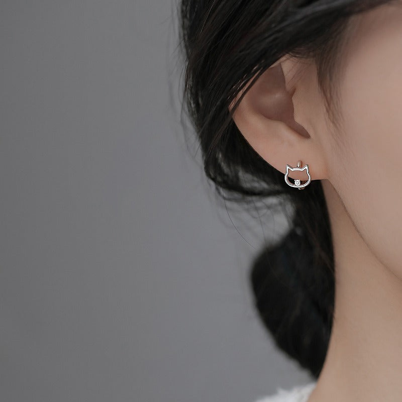 Cat & Fish Earrings Silver 925