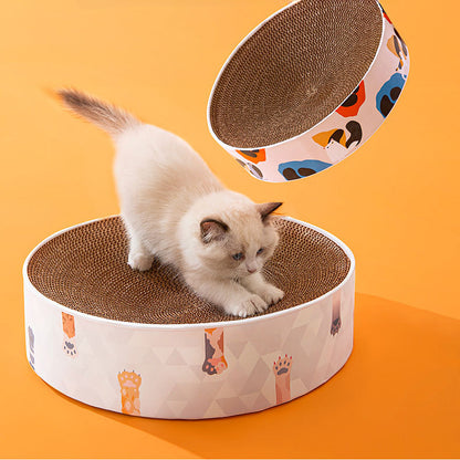 Cat Print Round Cat Scratcher Bed