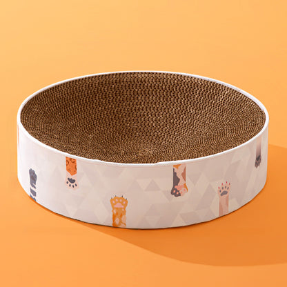 Cat Print Round Cat Scratcher Bed