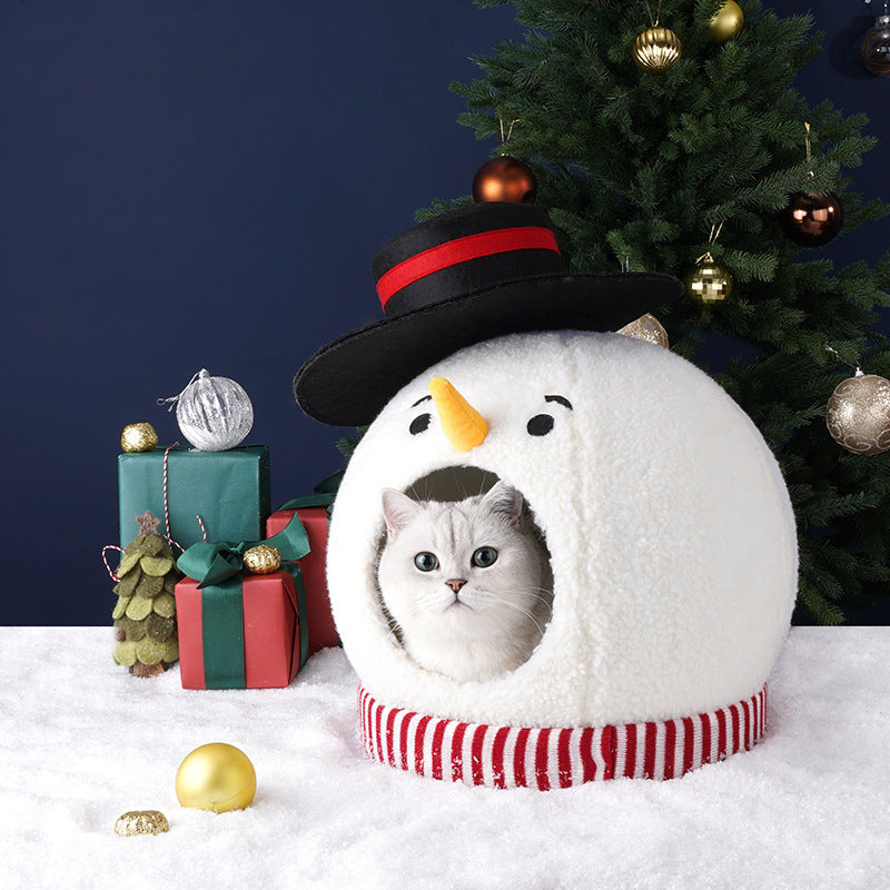  クリスマス雪だるま猫ハウス