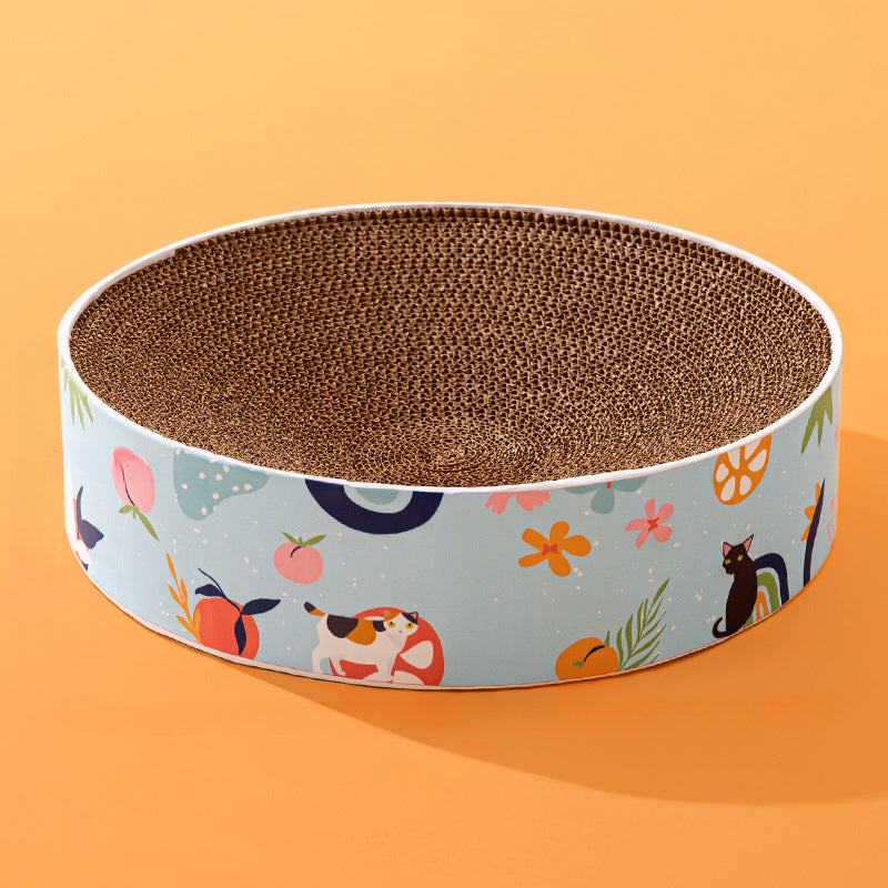 Cat Print Round Cat Scratcher Bed