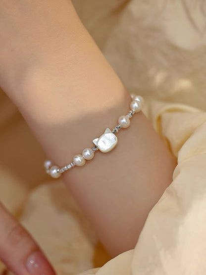 Pearl Cat Bracelet Silver 925