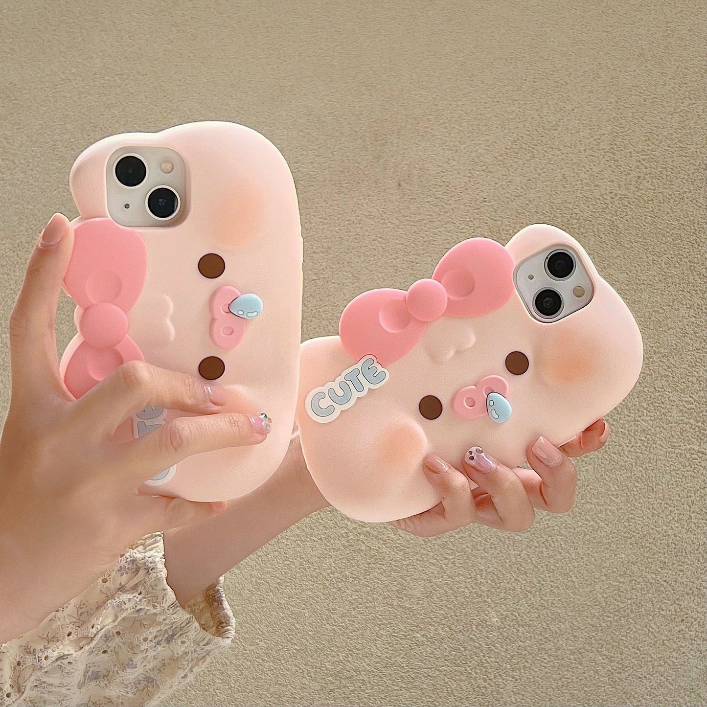 Cute Pink Bow Pig Phone Case