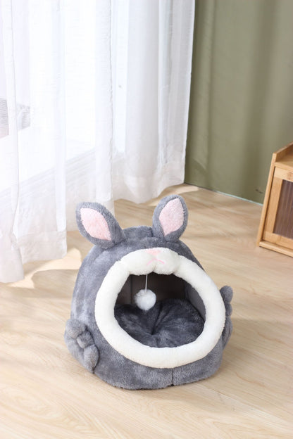 Warm Cute Pink Rabbit Cat Condo