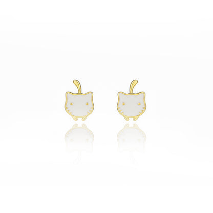 Kitten Studs Earrings Silver 925