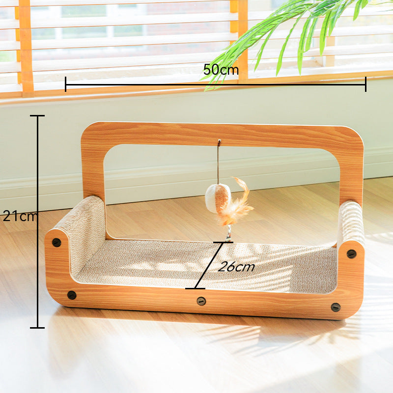 Wooden Cat Scratch Bed