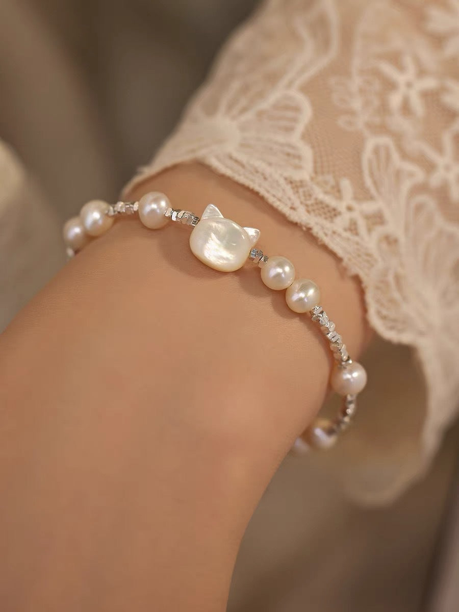 Pearl Cat Bracelet Silver 925