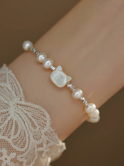 Pearl Cat Bracelet Silver 925