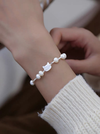 Pearl Cat Bracelet Silver 925