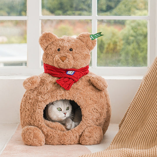 Soft Winter Bear Cat House