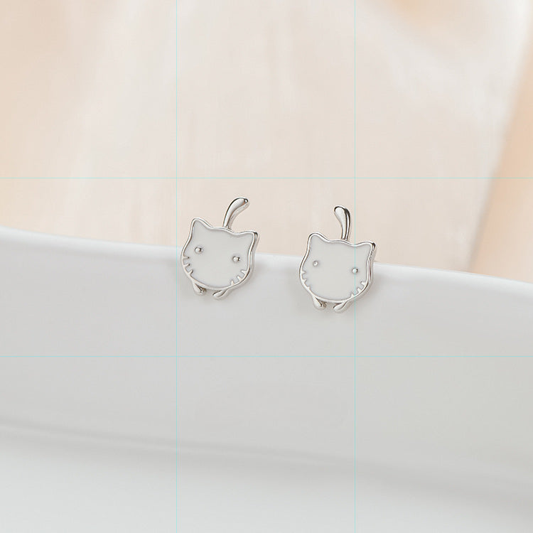 Kitten Studs Earrings Silver 925