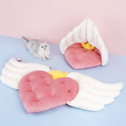 Angel Wing Heart Cat Mat