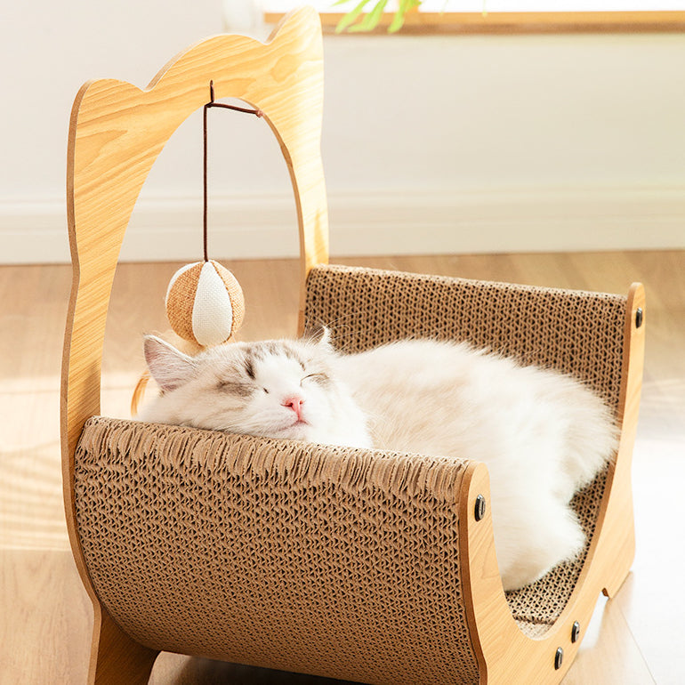 Wooden Cat Scratch Bed