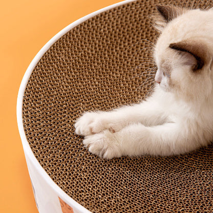 Cat Print Round Cat Scratcher Bed