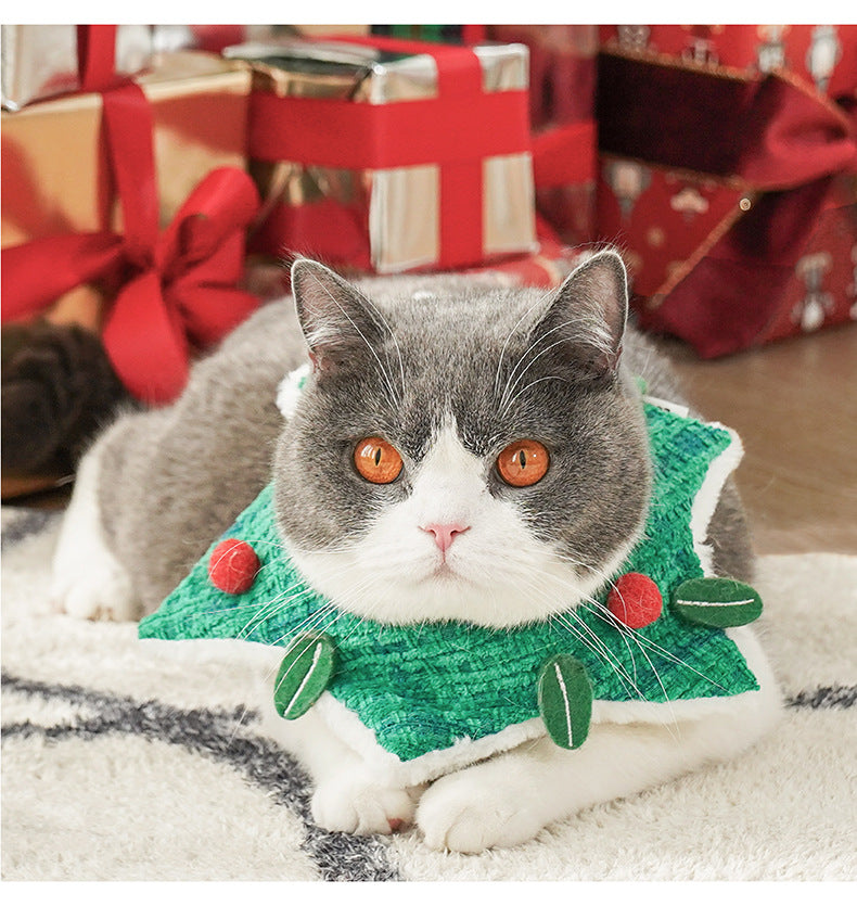 Christmas Elk Cat Cape & Mistletoe Cat Collar Set