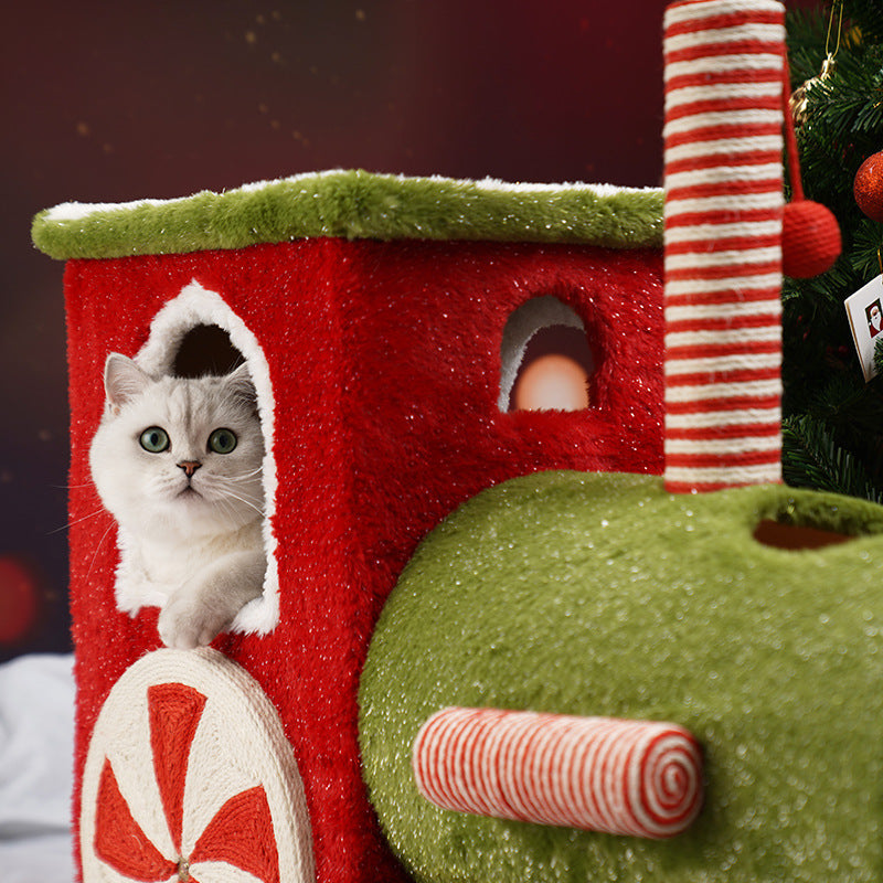 Christmas Train Cat Condo