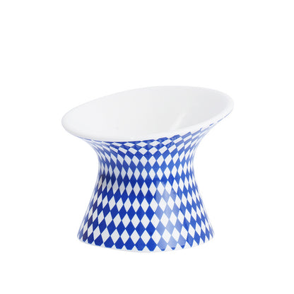 Polka Dot & Rhombus Ceramic Cat Bowl