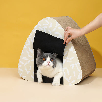 Japanese Style Onigiri Cat Scratcher Cat House