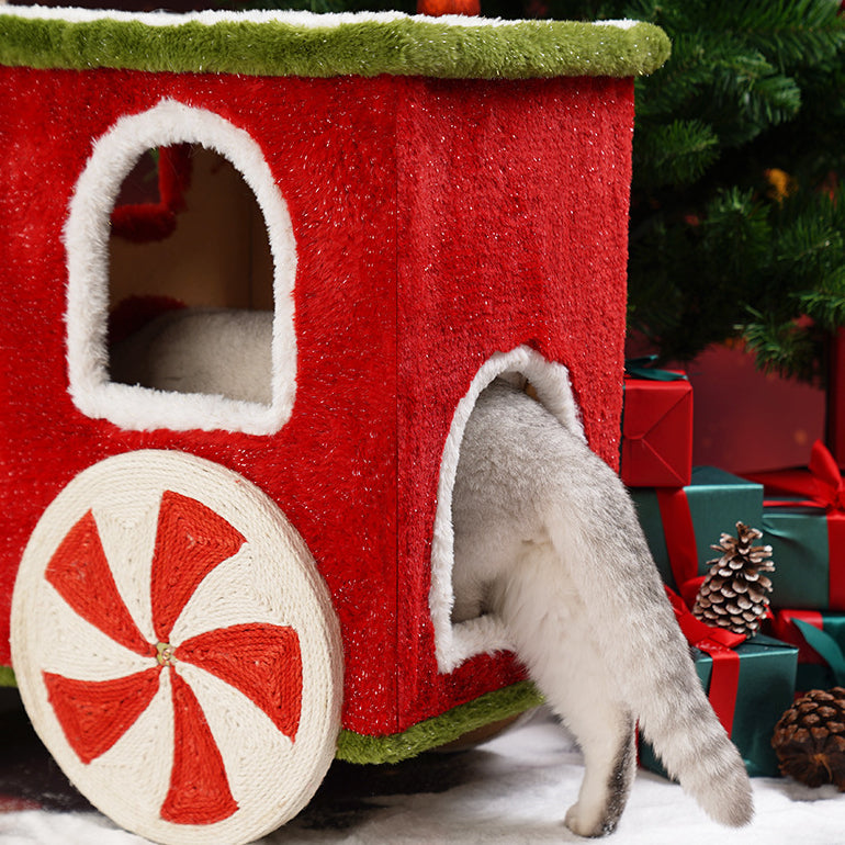 Christmas Train Cat Condo